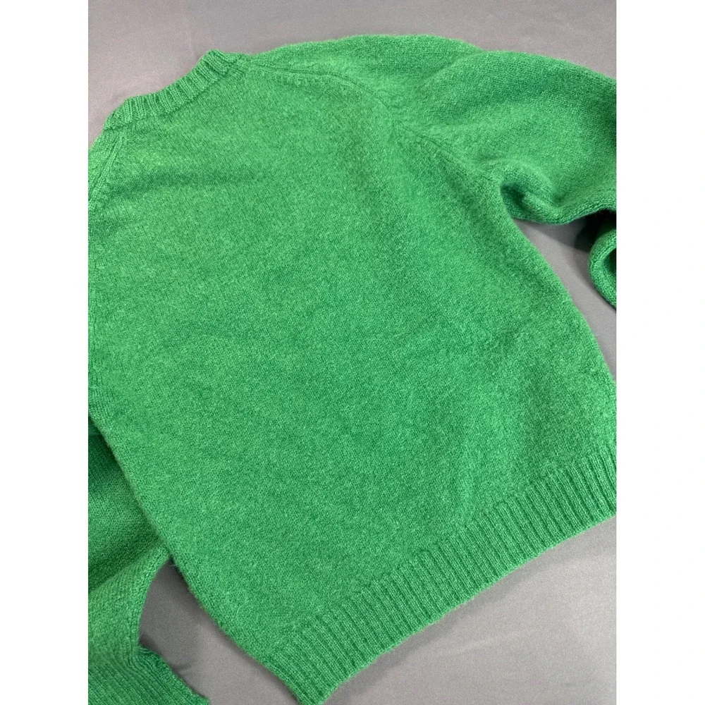 Lands' End Green Wool Sweater Made in Scotland Vintage 90s Crewneck Size 6 8 M